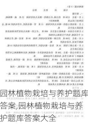 园林植物栽培与养护题库答案,园林植物栽培与养护题库答案大全