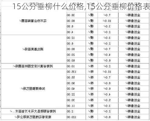 15公分垂柳什么价格,15公分垂柳价格表