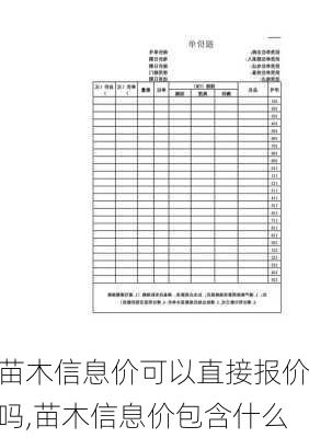 苗木信息价可以直接报价吗,苗木信息价包含什么