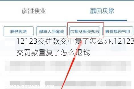 12123交罚款交重复了怎么办,12123交罚款重复了怎么退钱