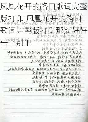 凤凰花开的路口歌词完整版打印,凤凰花开的路口歌词完整版打印那就好好告个别吧