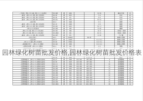 园林绿化树苗批发价格,园林绿化树苗批发价格表