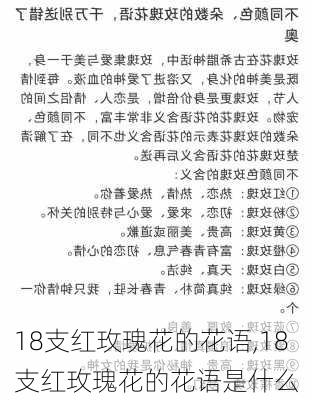 18支红玫瑰花的花语,18支红玫瑰花的花语是什么