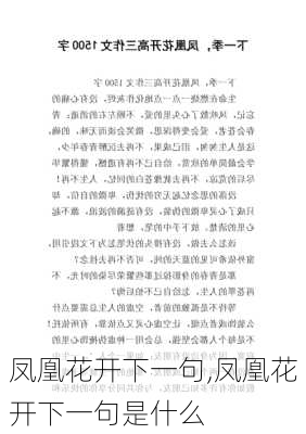 凤凰花开下一句,凤凰花开下一句是什么