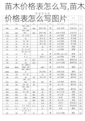 苗木价格表怎么写,苗木价格表怎么写图片