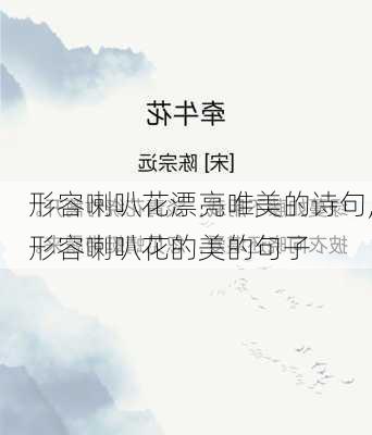 形容喇叭花漂亮唯美的诗句,形容喇叭花的美的句子